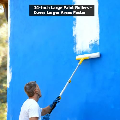 Great Andrew 6-Pack Paint Roller Covers, 14 Inch 1/2" Nap Microfiber Roller Sleeves for Walls, Ceilings, Smooth & Semi-Smooth Surfaces - size: 6pcs,14",Microfiber