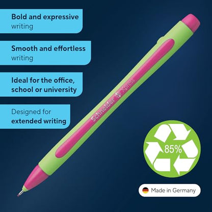 Schneider Xpress Premium Fineliner, 0.8 mm Porous Point, Light Green Ink, Pink Ink, Box of 10 Pens (190009) - color: Pink