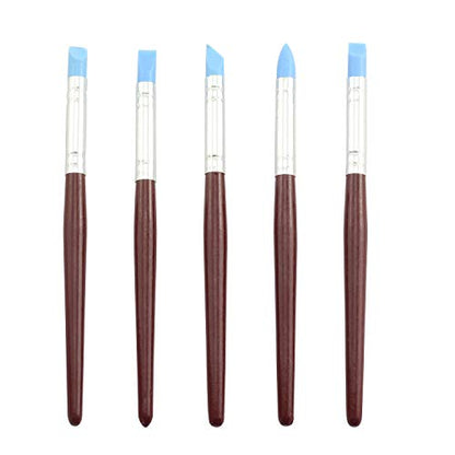 Tegg Clay Sculpting Tool 5PCS 5 Size Rubber Tip Silicon Brushes Pottery Clay Pen Shaping Carving Tools