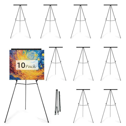 Falling in Art Aluminum Flip Chart Display Easel Stand with Adjustable Floor for Boardroom, Whiteboard, Paper Pads, Signage, 63 1/2'' High, Black 10 Pack - style: Black 10-Pack