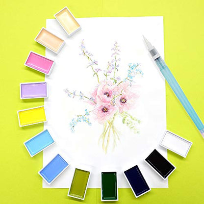 Kuretake GANSAI TAMBI Watercolor paint set 48 Colors, Professional-quality art supplies for artist, drawing, sketch, Non-Toxic, Made in Japan - style: 48 colors