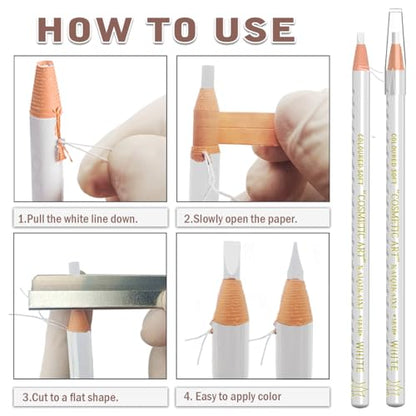 Tattoo Makeup And Microblading Supplies Kit-Permanent Eye Brow Liners For Marking In 5 Colors Waterproof Eyebrow Pencils Peel (white) - color: white