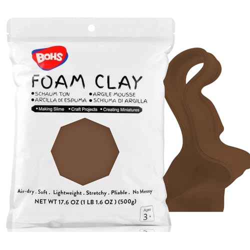 BOHS Brown Modeling Foam Clay - 1.1 Lbs, Squishy,Soft, Air Dry -for Flower Mirror,Cosplay,Fake Bake, Slime Supplies-500g - color: Brown, size: 500 g