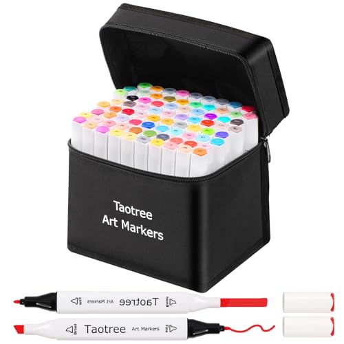 Taotree Alcohol Markers Set, 121 Colors Dual Tips Art Markers Coloring Pens | Fine tip & Chisel Drawing Art Supplies for Adults Artist Sketch Painting Sketching Coloring Drawing Pens - color: 80 Colors