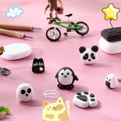 WinnerWhy 72 Pcs 38oz Air Dry Clay Modeling Magic Ultra Light Modeling Clay for Kids DIY for Sculpting Air Dry School Gift(White, Black) - color: White, black