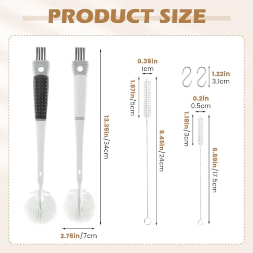4 Pack Bottle Washer Set,5-in-1 Water Bottle Cleaner Brush,13.5“ Travel Bottle Brush Cleaner,11“ 7“ Straw Cleaner Brush for Stanley,Removable Nipple Brush,Detail Brush for Cup Lid Gap