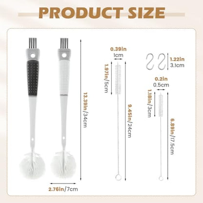 4 Pack Bottle Washer Set,5-in-1 Water Bottle Cleaner Brush,13.5“ Travel Bottle Brush Cleaner,11“ 7“ Straw Cleaner Brush for Stanley,Removable Nipple Brush,Detail Brush for Cup Lid Gap