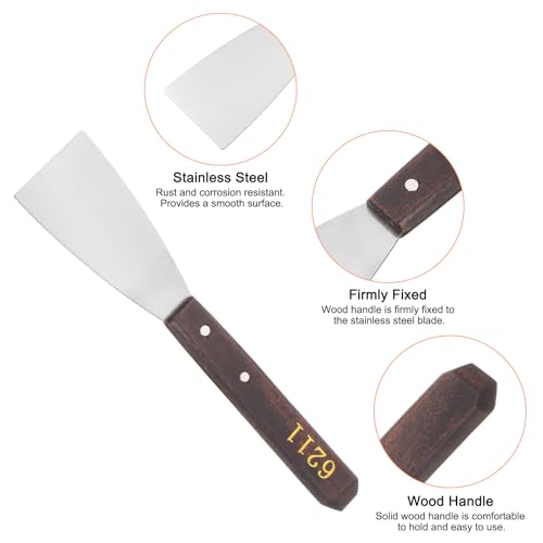 HARFINGTON 2pcs No.6211 Painting Palette Knives Stainless Steel Flat Large Spatula Pallet Knife Metal Scraper with Wood Handle for Oil Acrylic Paint Canvas Color Mixing Spreading