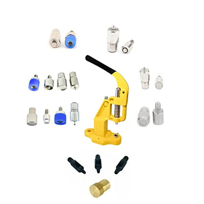 Hobby Trendy Hand Press Set with Hole Punches, Essential Dies for Snap Buttons, Eyelets, Grommets, Rivets Setting (Yellow Press) - color: Yellow Press