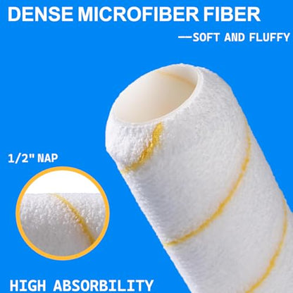 King Origin 9 Inch Microfiber Paint Roller Covers 1/2" Nap - Professional Wall & Ceiling Paint Supplies, 5-Pack Paint Roller Naps for Roller Frame, No Drip Painting Tools for Home - size: 9", 5 PCS, Microfiber