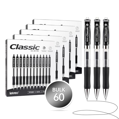 Classic Retractable Gel Roller Pens, 0.7mm Fine Point (Black Ink - 60 Packs) - color: Black Ink - 60 Packs