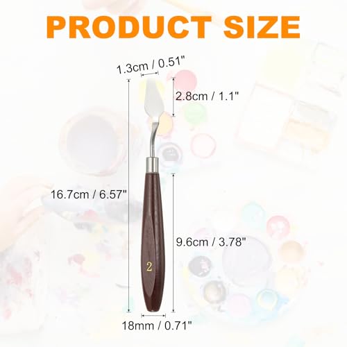 HARFINGTON 2pcs Palette Knife Painting Tool 1.1 x 0.59 Stainless Steel Art Spatula Pallet Knives Scrapers Tools with Beech Wood Handle for Acrylic Oil Canvas Mixing Spreading, Red/Silver - size: 1.1" x 0.59"