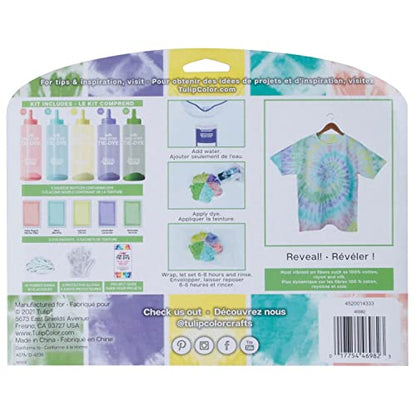 Tulip One-Step Tie-Dye Kit Flower Petals, Party Activity, Permanent & Vibrant Fabric Dye, Easy Clean-up, Makes 10 Bottles, Includes 5 Bonus Refill Packs, 8 Fun Techniques Included, Pastel Colors - color: Flower Petals