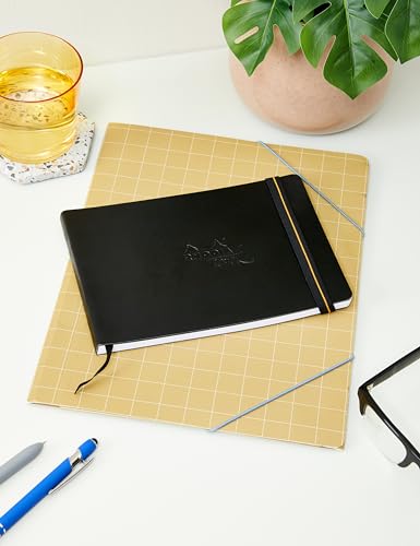 Rhodia Touch Leatherette Bristol Softcover Notebook, A5, Landscape, Plain 32 Sheets - size: A5