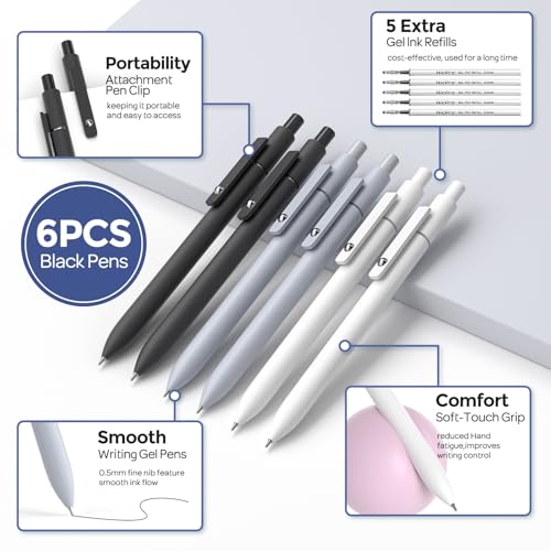 Nicpro 50 PCS School Supplies Stationary Set with Pencil Case - 6 Gel Pens & Refills, 12 Highlighters, 6 Art Mechanical Pencil Set, 12 Tube lead Refills for College Essentials Office Stationery -Black - color: Black, size: 50 PCS
