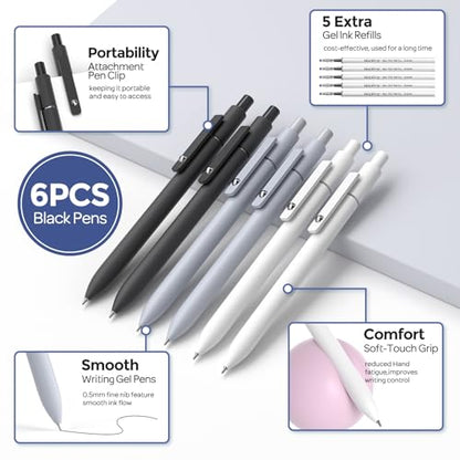 Nicpro 50 PCS School Supplies Stationary Set with Pencil Case - 6 Gel Pens & Refills, 12 Highlighters, 6 Art Mechanical Pencil Set, 12 Tube lead Refills for College Essentials Office Stationery -Black - color: Black, size: 50 PCS
