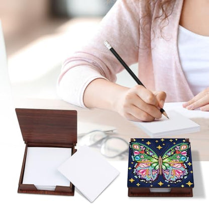 Diamond Painting Kit memo Box, Diamonds Art DIY Colorful Butterfly Patterns Sticky Note Box Special Shape Drill, with 160 Sticky Note, Ideal for Home Office Supplies, Handicrafts, Holiday Gifts - color: Colorful butterfly
