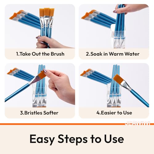 JEAWIWI 10 PCS Acrylic Paint Brushes Set, Flat Artist Paintbrushes 30mm, Oil Watercolor Face Paint Brushes for Rock, Face Art, Canvas, Body, Blue - size: 10 PCS