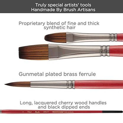 Creative Mark Staccato Synthetic Art Paint Brush - Assorted Round Brush Set of 8 - Long Handle, Hand-Crafted Artist Paint Brush Set - Multimedia Fine Art Paint Brushes