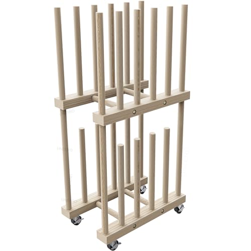 Art Storage Rack - Canvas & Paper Storage Stand with Handle & Caster Wheels for Art Studios & Gallery - size: 9.7"D x 15"W x 30"H