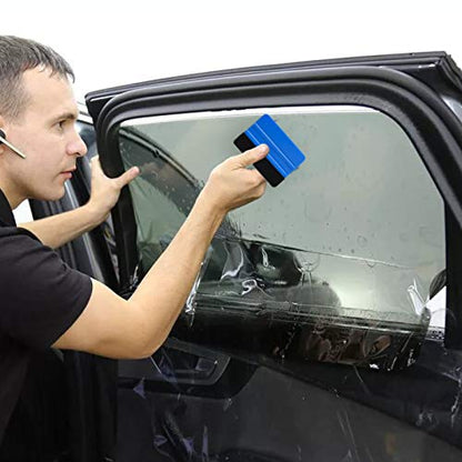 Durable Black Felt Edge Vinyl Squeegee Tool 4-Inch (Pack of 3) | Car Vinyl Film Wrapping Decal Window Tint Work, Professional Scratch Free Squeegee - color: Blue-1