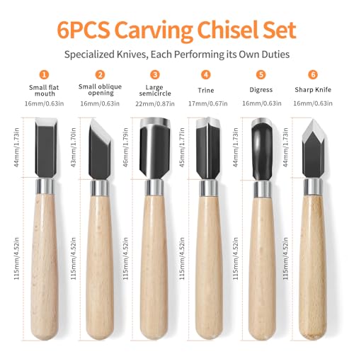 Wood Carving Tools Set - Chisel Set with Canvas Case, Carving Chisels Set Woodworking for Adults, Wood Whittling Knives Tools Set for Beginners, Hobbyists and Professionals