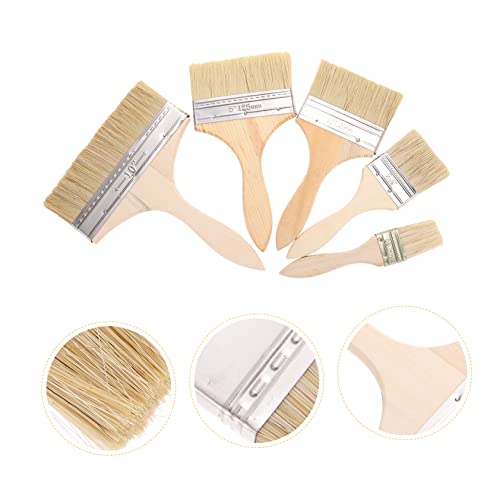 Thickened Brush Set 5pcs Paint Brushes for Wall Stencil Oil Painting Wood Handle Durable Easy to Clean Perfect Art Supplies
