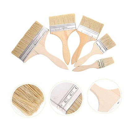 Thickened Brush Set 5pcs Paint Brushes for Wall Stencil Oil Painting Wood Handle Durable Easy to Clean Perfect Art Supplies