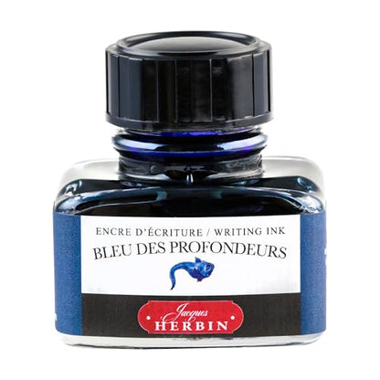Jacques Herbin 13018T - 30ml Bottle of Ink for Fountain Pens and Rollerball Pens - Bleu des Profondeurs - color: Deep Blue, size: 1 fl oz