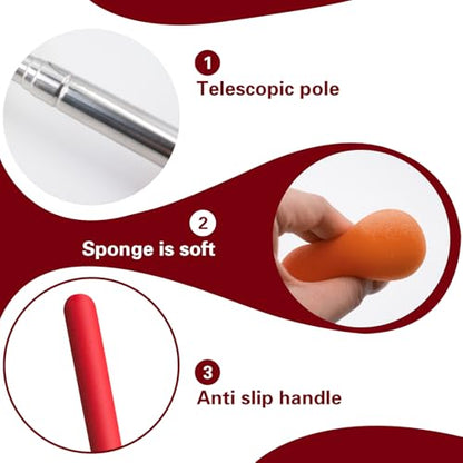 2 Sets Telescoping Sponge Stick with 2 Extra Replaceable Absorbent Sponge Heads, Pottery Supplies for Artist and DIYers to Remove Excess Water from Pottery, Adjustable Length from 8.8'' to 39''
