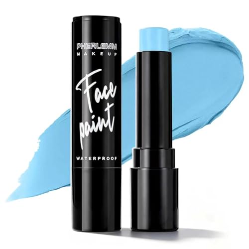Light Blue Face Paint Stick Waterproof Eye Black Smooth SmudgeProof Body Paint High Pigment for Sports Events Halloween SFX Makeup Mermaid Frost Spirit and Dreamy Character Looks - color: Light Blue