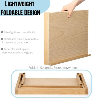 Adjustable Beech Wood Tabletop Easels for Painting and Drawing Supplies - Portable Drafting Table & Art Stand, 5-Position Desk Easel with Smooth Art Board for Studio Sketching (16.5" x 12.5")