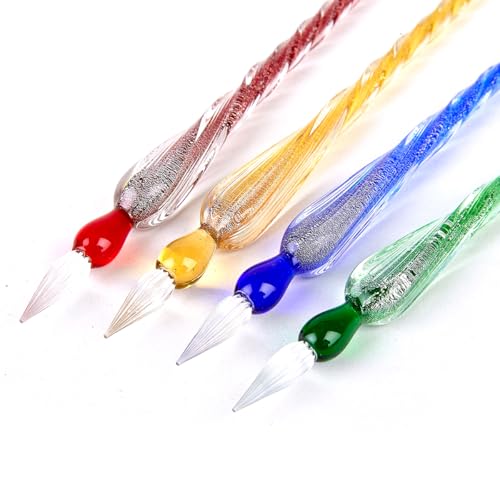 Nostalgic Impressions Murano Glass Calligraphy Dip Pen & Ink Set Shimmering Colors (Gold) - color: Gold
