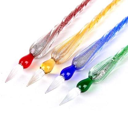 Nostalgic Impressions Murano Glass Calligraphy Dip Pen & Ink Set Shimmering Colors (Red) - color: Red