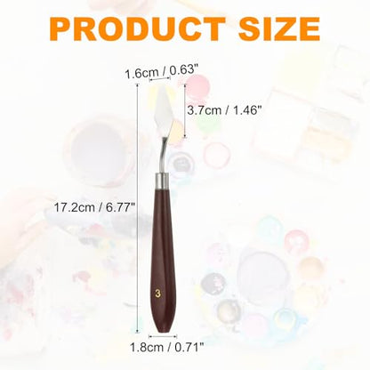 HARFINGTON 5pcs Palette Knife Painting Tool 1.46" x 0.63" Stainless Steel Art Spatula Pallet Knives Scrapers Tools with Plastic Handle for Acrylic Oil Canvas Mixing Spreading, Red/Silver - size: 1.46" x 0.63"