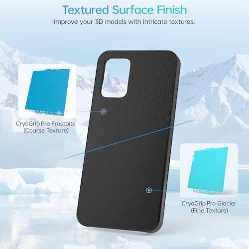 BIQU CryoGrip Pro Glacier for Bambu-Lab P1P/P1S/P2S/X1C/X1E/X2D/A1 3D Printers 257x257MM Build Plate Double Sided Fine Textured Surface Platform High Adhesion & Upgrade Removable Heated Bed Cover - style: Glacier-Original(P1P/P1S/P2S/X1C/X2D/X1E/A1)