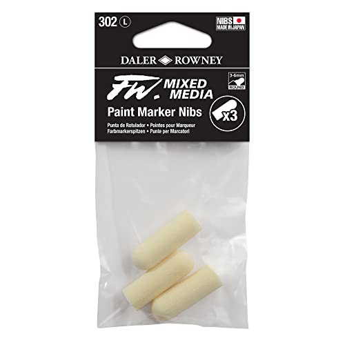 Daler Rowney FW Mixed Media Paint Marker Nibs, Pack of 3, Large 3-6mm Round Nibs (D160323302) - style: 3-6MM Round, Nibs