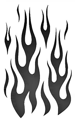 Flames Fire Reusable Sturdy Stencil Clear Custom Cut Plastic Sheet Template Cutout Sign DIY Supplies for Airbrush Painting Drawing 1-5x8 inch