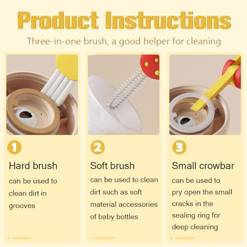 3 in 1 Cup Lid Cleaning Brush, 2025 New Multifunctional Cleaning Brush Crevice Cleaner Brush for Bottle Gap Tight Spaces, 3 in 1 Portable Cup Lid Cleaner with Brush (All) - color: All