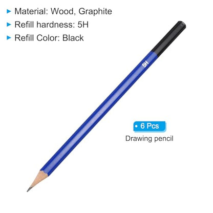 PATIKIL 5H Drawing Pencils for Sketching, 6PCS Sketch Pencils for Drawing Art Pencils Graphite Wood Pre-sharpened for Drawing Sketching Artists, 5H Pencils - size: 1 Count (Pack of 1), style: 5H
