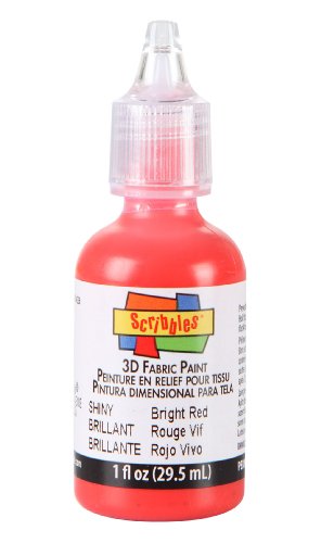Scribbles Fabric 3D Paint, Bright Red, 1 Oz (54121) - color: Bright Red, size: 1 Fl Oz (Pack of 1)