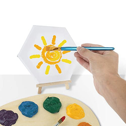 CYEAH 12 Pack Mini Canvas Small Canvases for Painting, 4 Inch Hexagon Paint Canvas Boards White Canvas for Painting, Stretched Paint Canvases Art Supplies