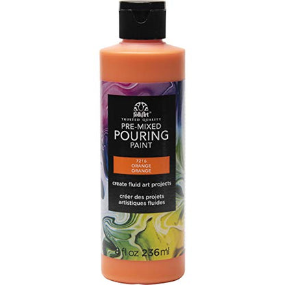 FolkArt Pre-Mixed Acrylic Pouring Paint, 8 oz, Orange - color: Orange