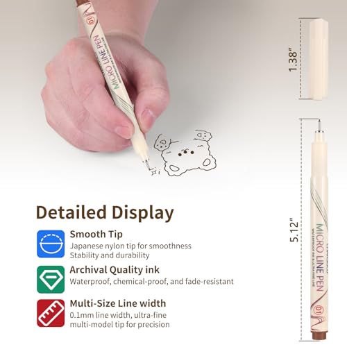 01 Micro Fine Point Pen Set - 12 Waterproof Archival Ink Colors, 0.25mm Fineliner Pens for Art Illustrations, Sketching, Anime, Manga, Technical Drawings & Scrapbooking-fan - color: 12 Colors