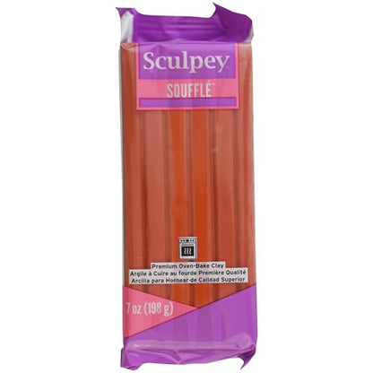 Sculpey Soufflé: Cinnamon 7oz Bar - Brown Orange Polymer Oven Bake Clay, Suede-Lightweight-Flexible, Non-Toxic, Jewelry-Mixed Media, DIY Craft Project