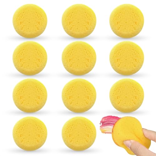 12 Pcs Pottery Sponges for Clay — Paint Sponge for Painting, Watercolor, Pottery, Sculpting & Ceramics — Durable Synthetic Clay Sponge, Round Artist Sponges for Crafts, Face Painting & Leather Care - style: 12Pcs