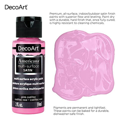 DecoArt Americana Multi-Surface Satin Acrylic Paint Set – 24 Popular Colors (2 fl oz) – Multi Surface Acrylic Paints for Wood, Glass, Metal, and more