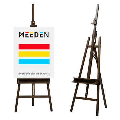MEEDEN Easel for Painting: Adjustable Solid Beech Wood Studio Easel for Adults with Brush Holder, Holds Canvas up to 48" - color: Gray