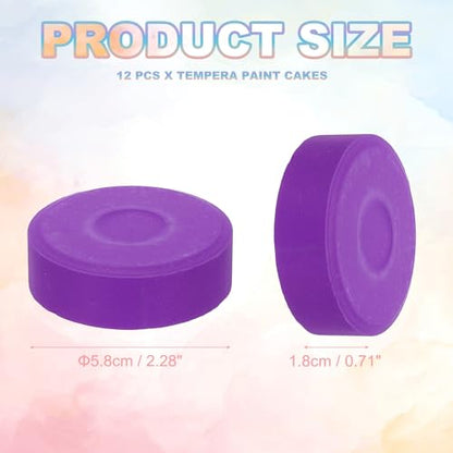 PATIKIL 12 Pcs Tempera Cakes, 2.3"x0.7" Washable Tempera Paint Cakes Blocks Bulk Large Art Supplies Watercolor for Artists Art Painting Drawing DIY Crafting, Purple - color: Purple