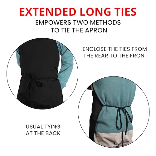 Utopia Kitchen 10 Pack Bib Apron Adjustable with 2 Pockets, Water and Oil Resistant, Cooking Kitchen Chef Apron for Women Men - color: Black